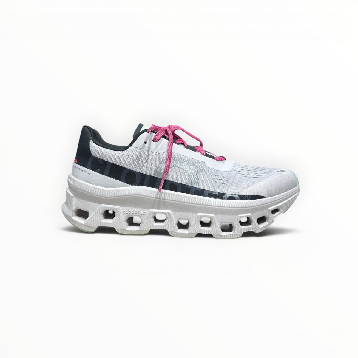 On Cloudmonster men's shoe in White/Lima - product view 8