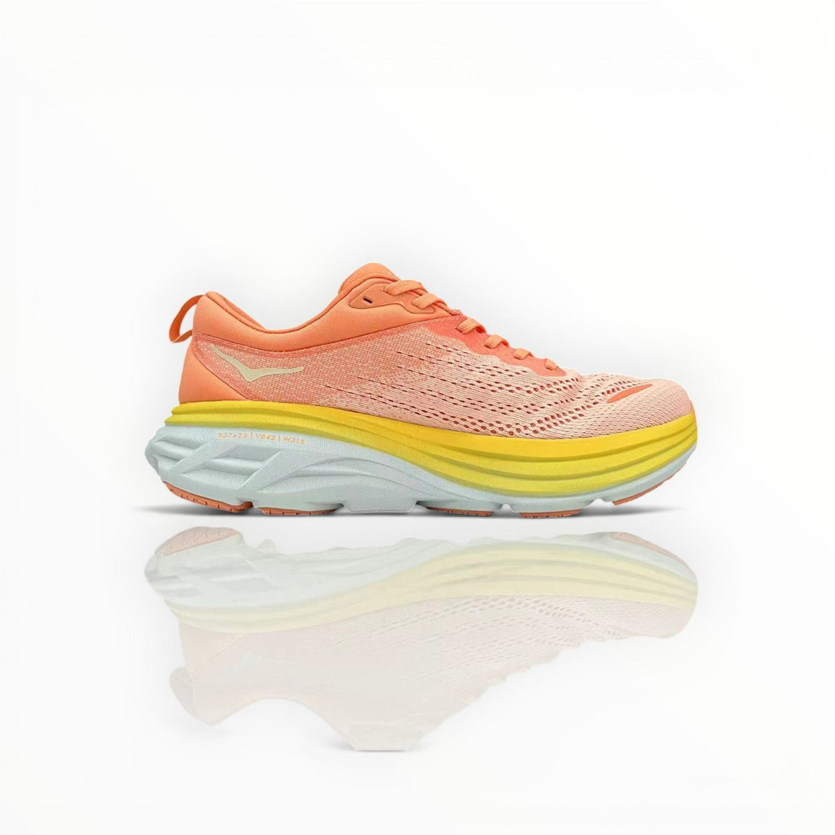 Hoka Bondi 8 men's running shoe in Shell Coral/Peach Parfait, pair view