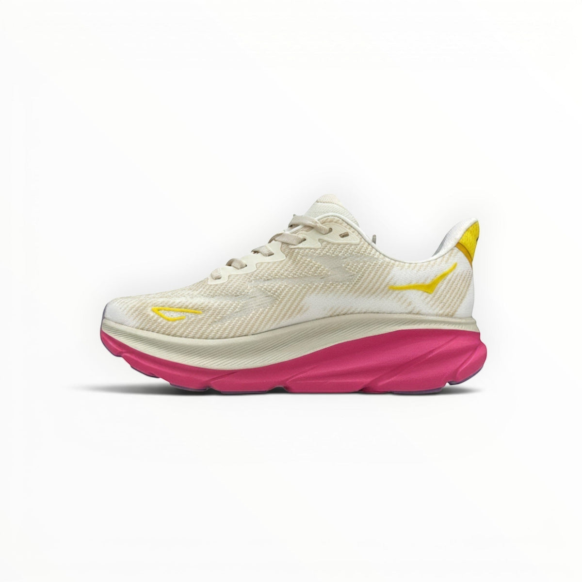 Hoka Clifton 9 women's running shoes in Eggnog/Blanc de Blanc – product view 2