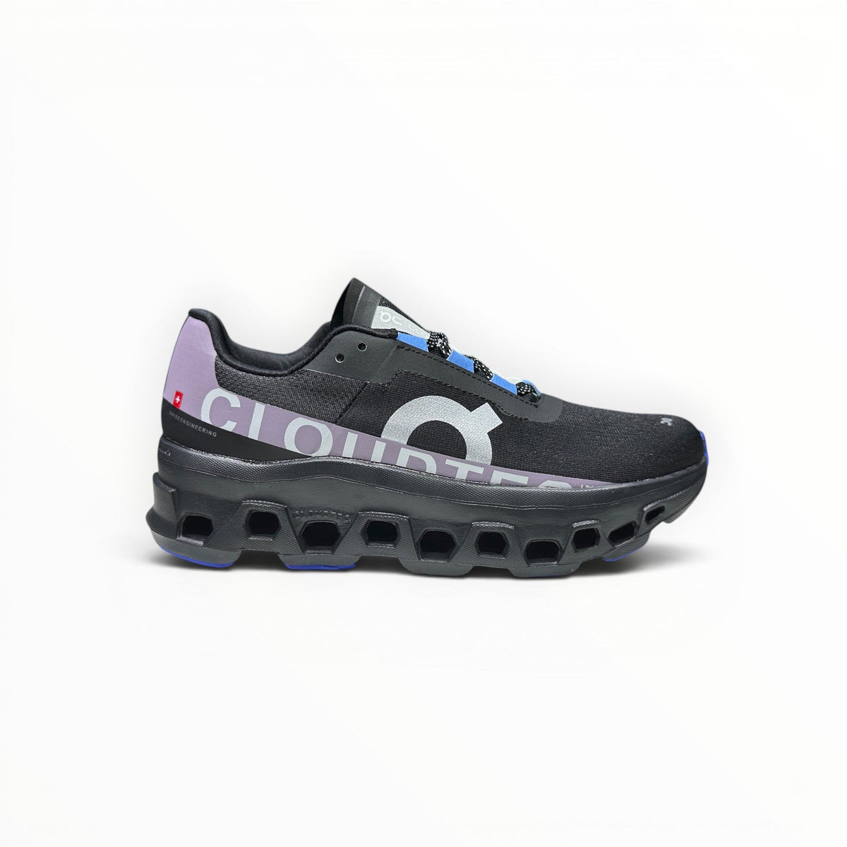 On Cloudmonster women's shoe in Black/Magnet - product view 1