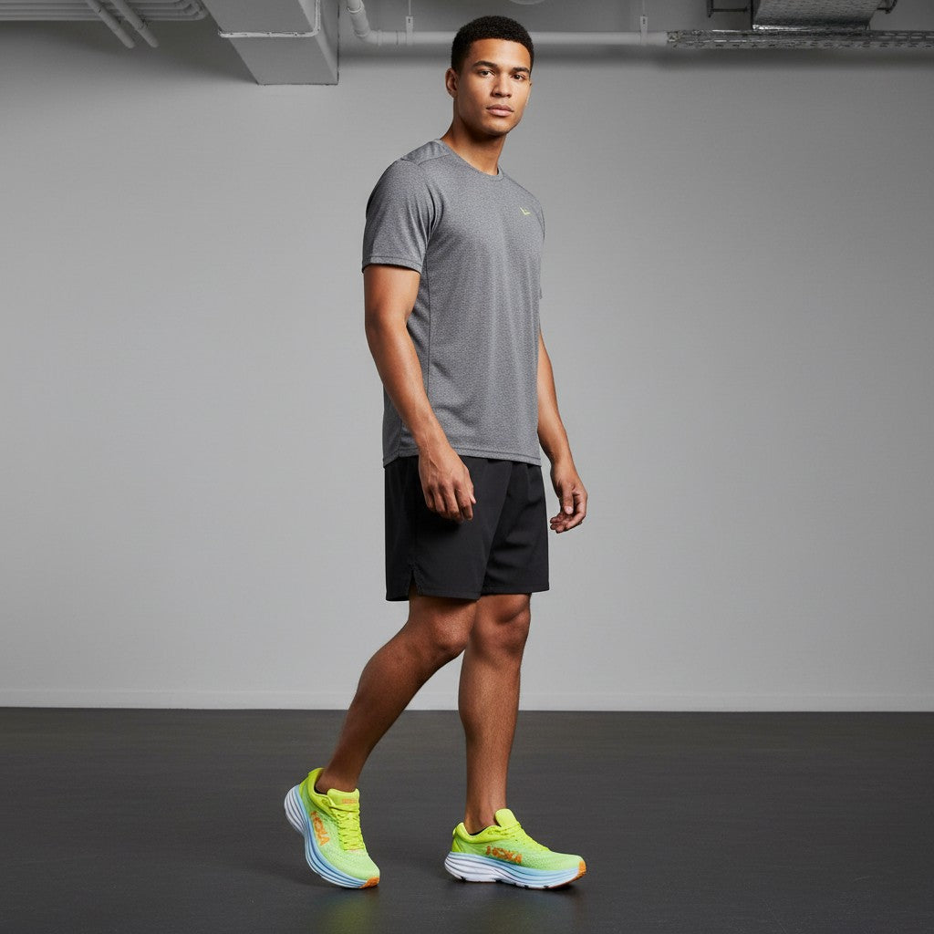 Hoka Bondi 8 men's running shoe in Butterfly/Evening Primrose, heel view