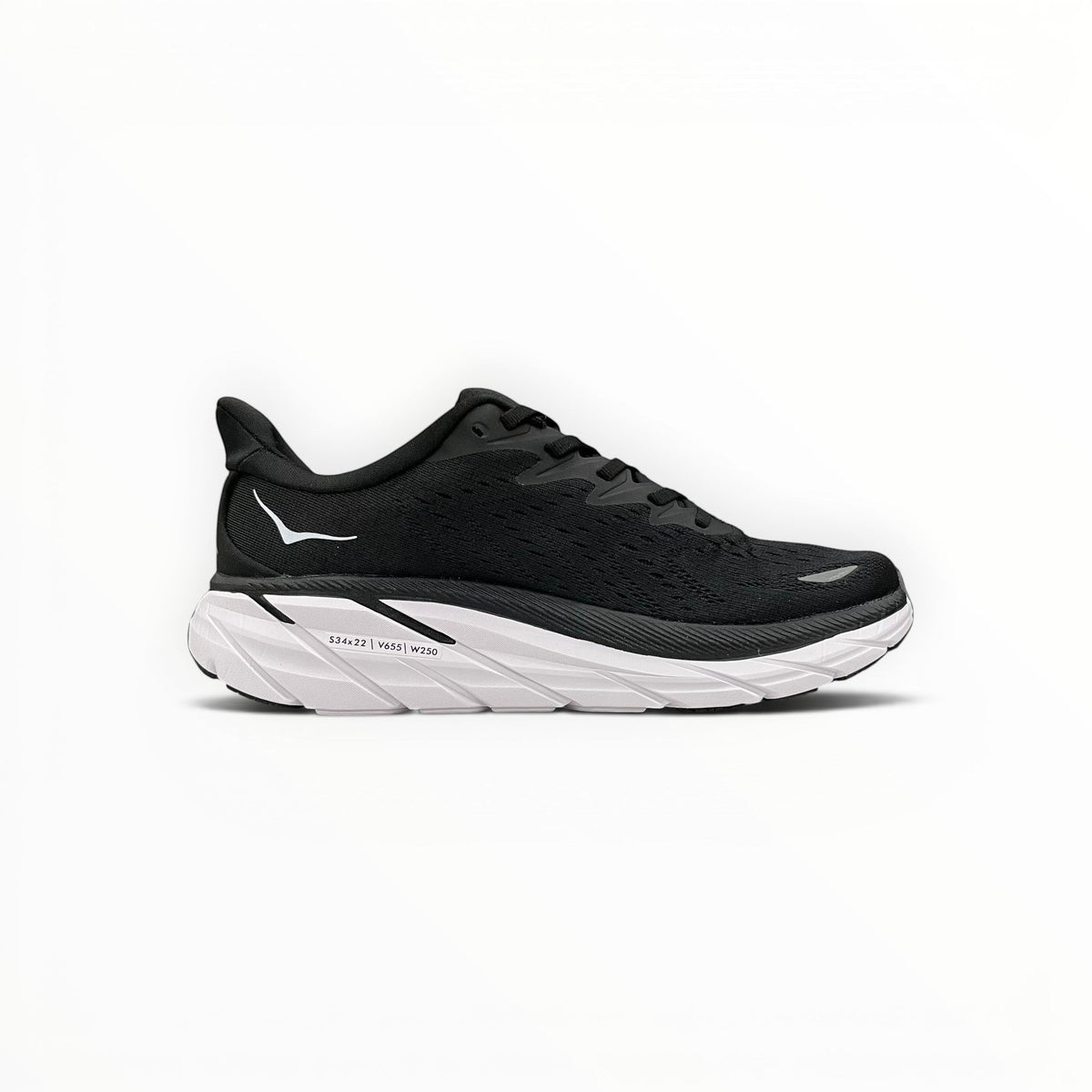 Hoka Clifton 8 women's shoe in Black/White – product view 2