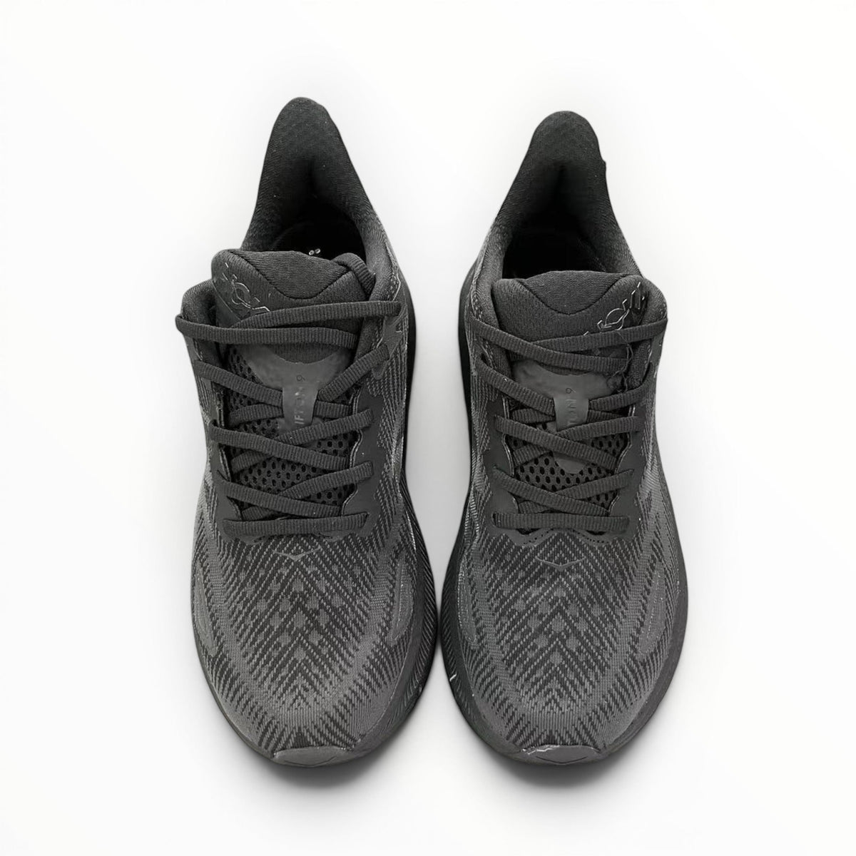 HOKA Clifton 9 men's running shoes in Black/Black – product view 3