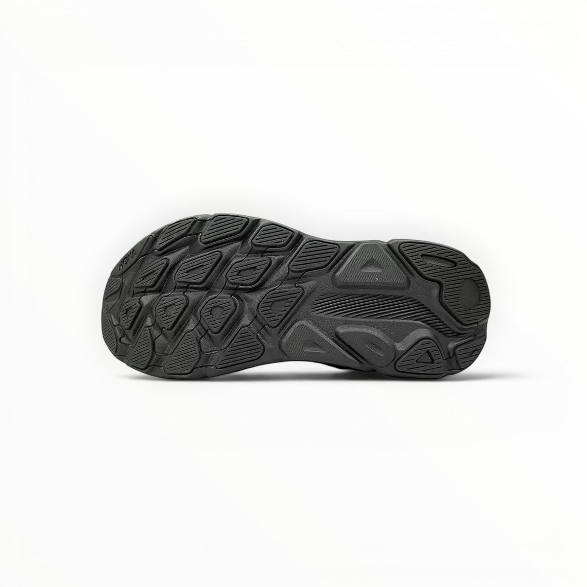 HOKA Clifton 9 men's running shoes in Black/Black – outsole view