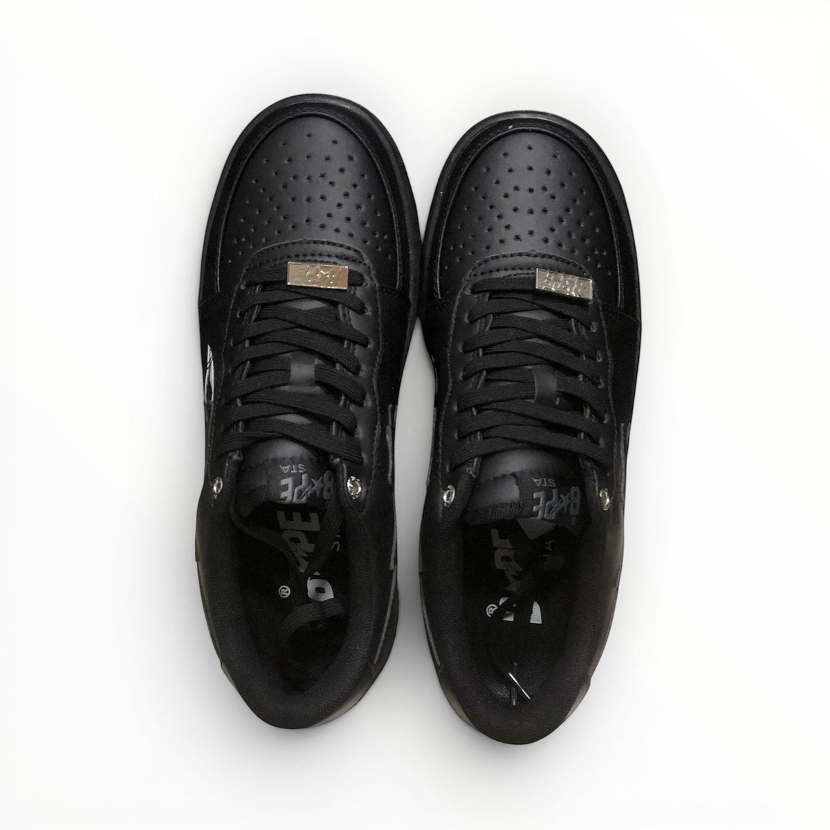 A Bathing Ape BAPE STA men's low-top sneakers in Triple Black, product view 2