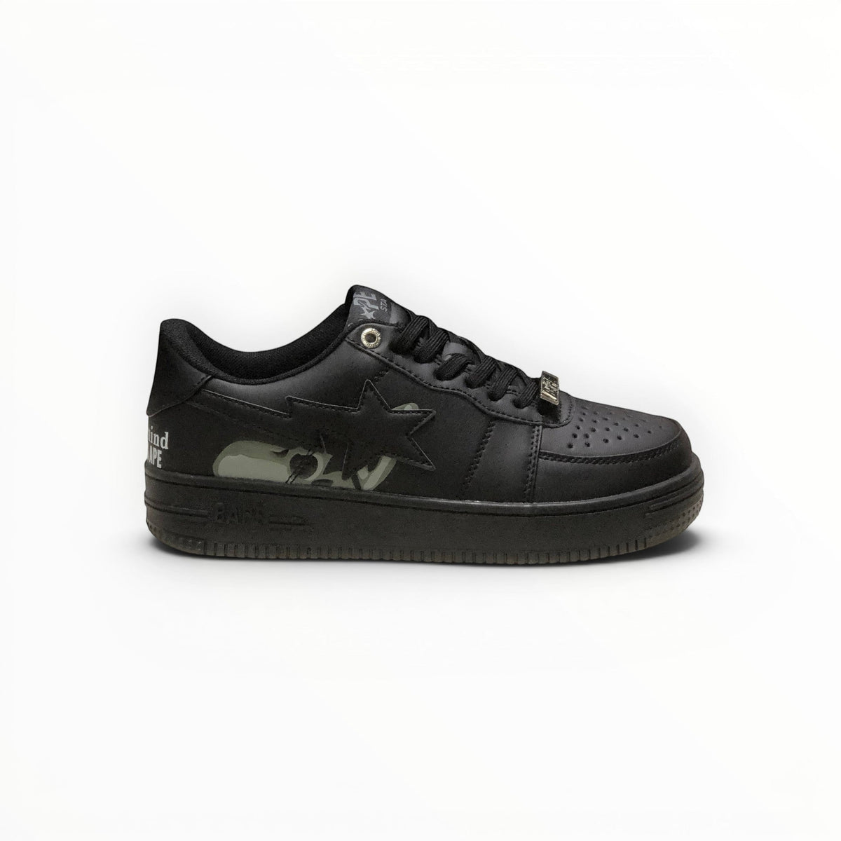 A Bathing Ape BAPE STA men's low-top sneakers in Triple Black, product view 5