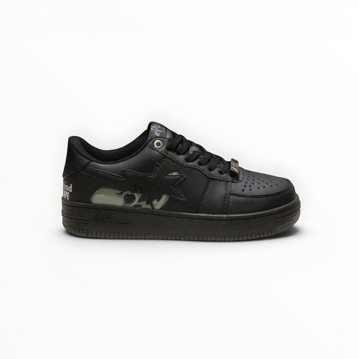 A Bathing Ape BAPE STA men's low-top sneakers in Triple Black, product view 7