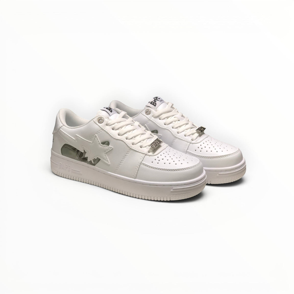 A Bathing Ape BAPE STA men's low-top sneakers in Triple White, product view 1