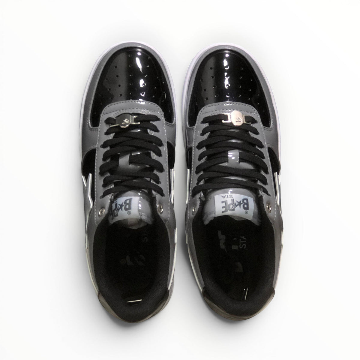 A Bathing Ape BAPE STA men's low-top sneakers in Grey/Black, product view 4