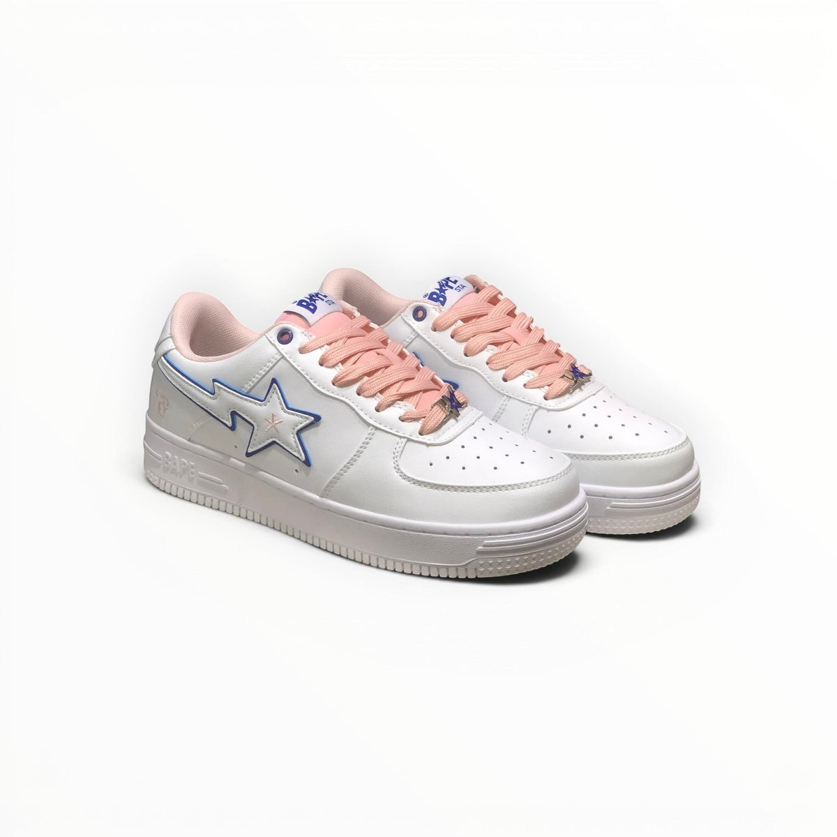 A Bathing Ape BAPE STA men's low-top sneakers in White/Peach, product view 1