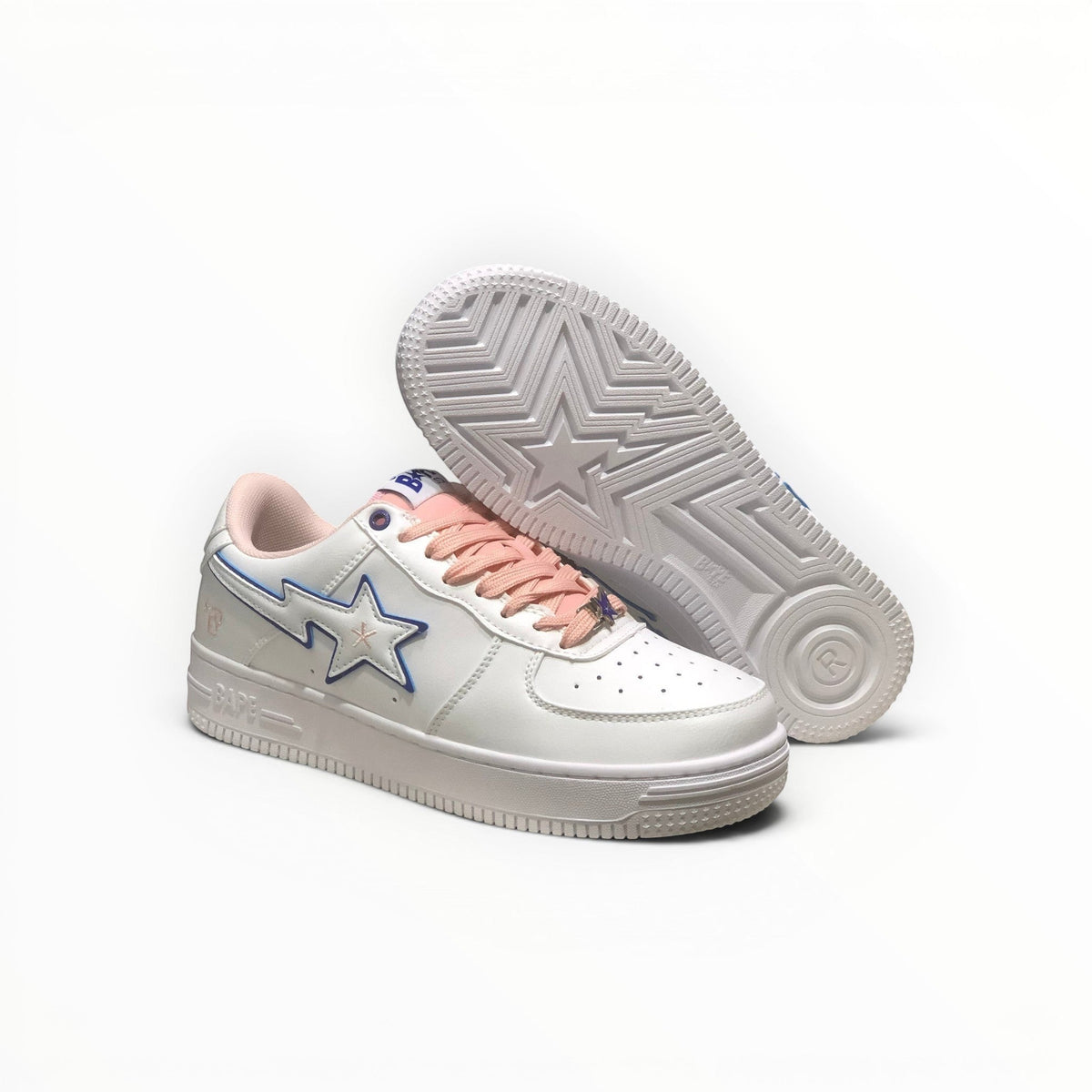 A Bathing Ape BAPE STA men's low-top sneakers in White/Peach, product view 5