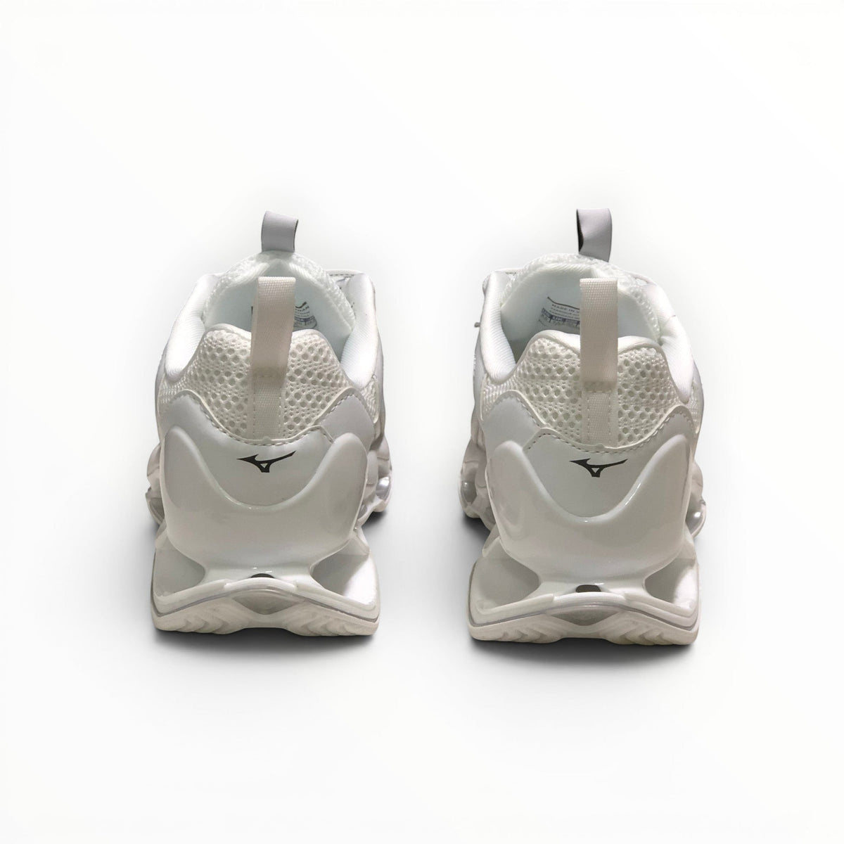 Mizuno Wave Prophecy 14 S men's running shoes in White/Silver – heel view