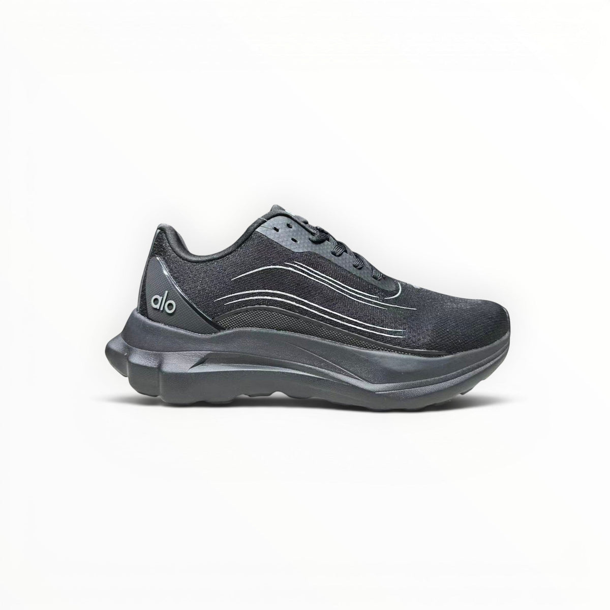 Alo Runner women's performance running shoes in Charcoal/Grey, product view 3