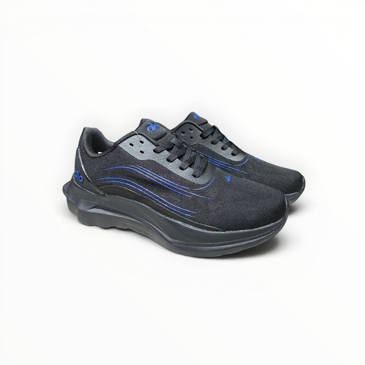 Alo Runner women's performance running shoes in Charcoal/Blue, product view 1