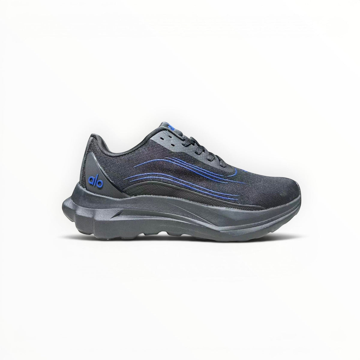 Alo Runner women's performance running shoes in Charcoal/Blue, product view 7