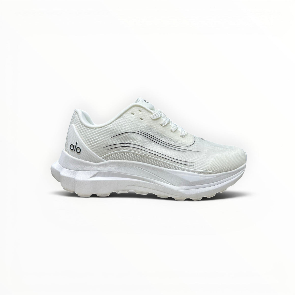 Alo Runner women's performance running shoes in White/White, product view 3
