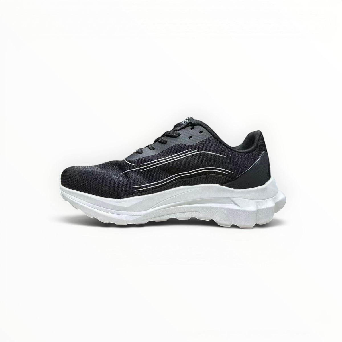 Alo Runner women's performance running shoes in Black/White, product view 3
