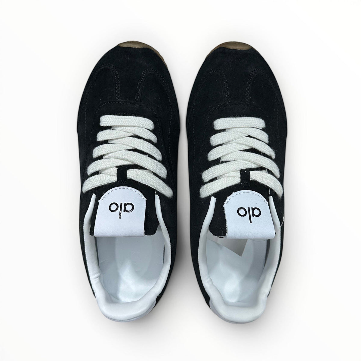 Alo Sunset Sneaker women's suede lifestyle shoes in Black, product view 6
