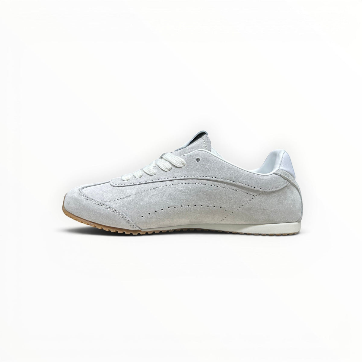 Alo Sunset Sneaker women's suede lifestyle shoes in Steel Grey, product view 2