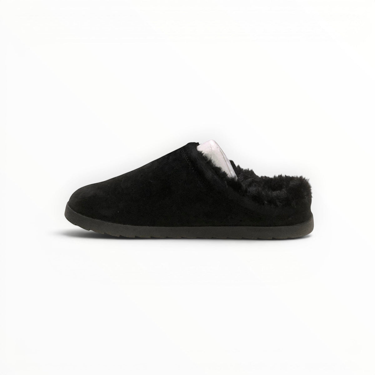 Alo Recovery Slipper men's suede mule in Black, side view