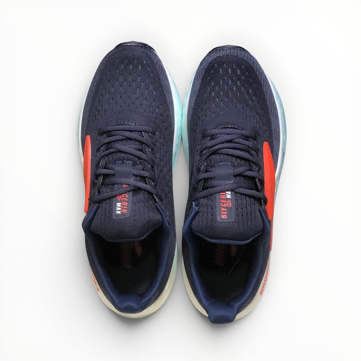 Brooks Glycerin Max women's running shoe in Peacoat/Blue Ribbon/Hot Coral, top view