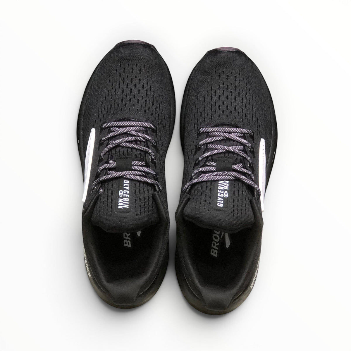 Brooks Glycerin Max men's running shoe in Black/Orchid Ice/Grey, top view