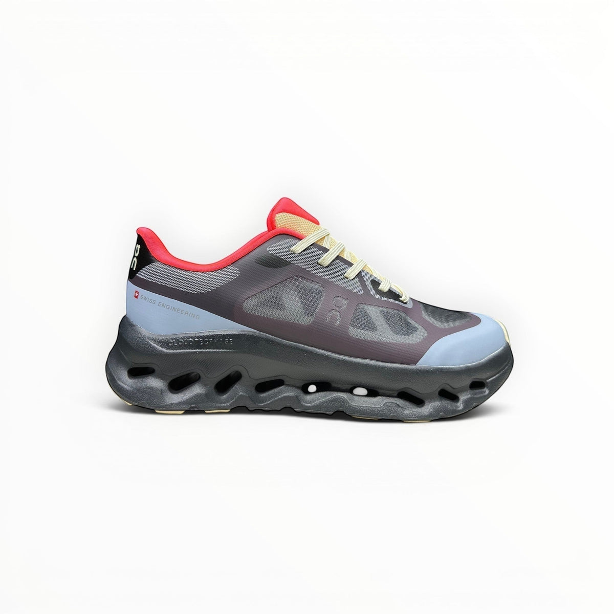 On Cloudtilt Remix women's walking shoes in Dark Mocha/Slate Blue/Coral, product view 1
