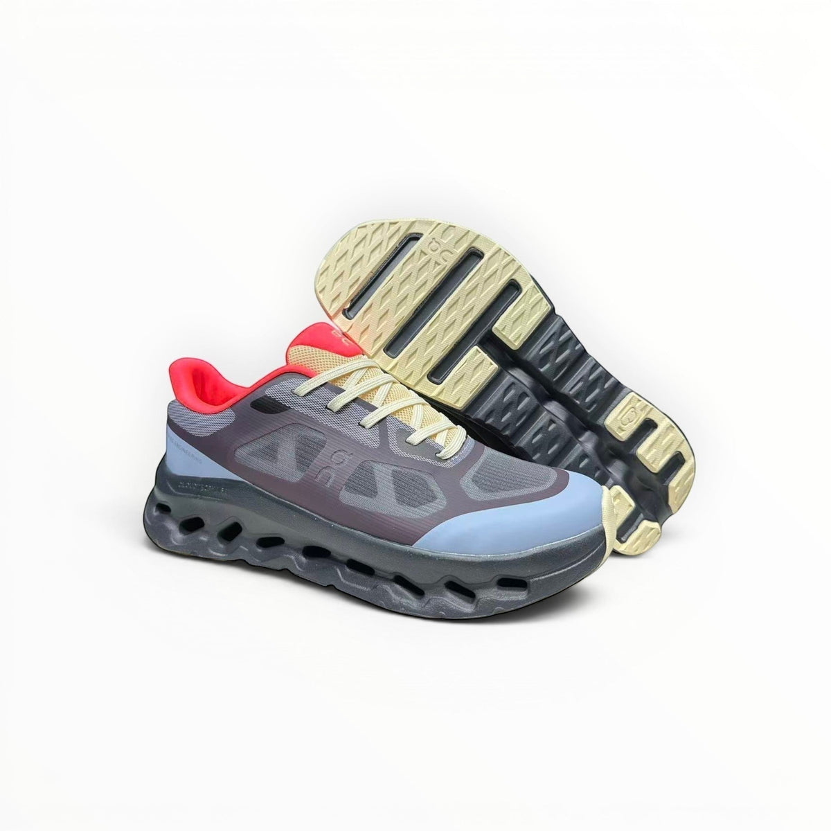 On Cloudtilt Remix women's walking shoes in Dark Mocha/Slate Blue/Coral, product view 3