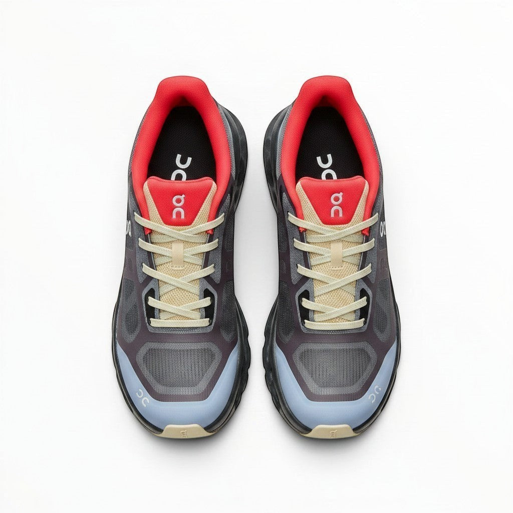 On Cloudtilt Remix women's walking shoes in Dark Mocha/Slate Blue/Coral, product view 4