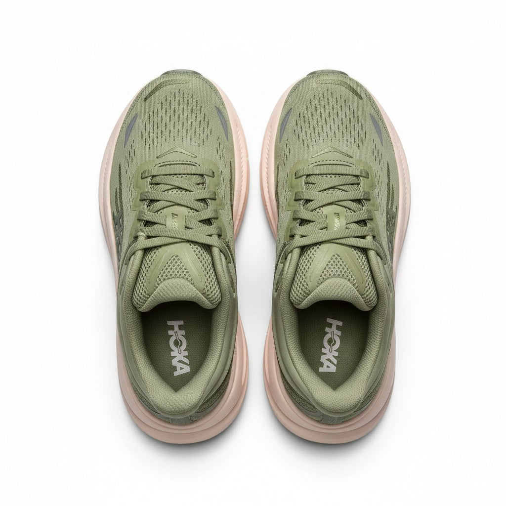 Hoka Bondi 9 women's running shoe in Sea Moss/Eucalyptus, top view