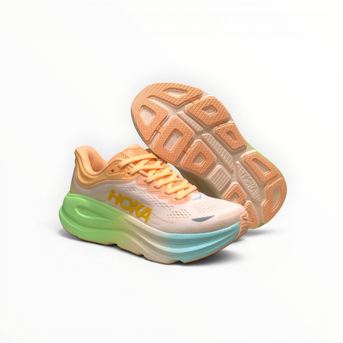 Hoka Bondi 9 men's running shoe in Stardust/Outer Orbit, side view
