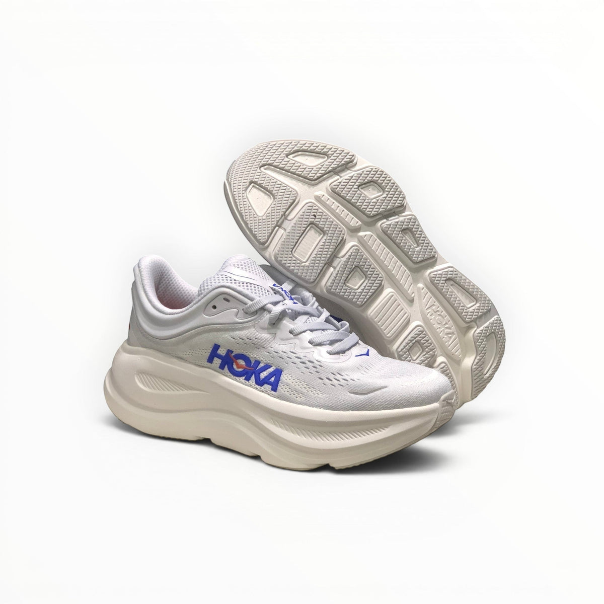 Hoka Bondi 9 men's running shoe in Cosmic Grey/Ultramarine, side view