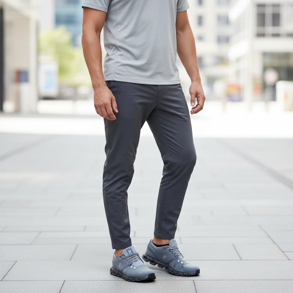 On Cloud 6 Waterproof men's lifestyle shoe in Fog Grey/Charcoal, heel view