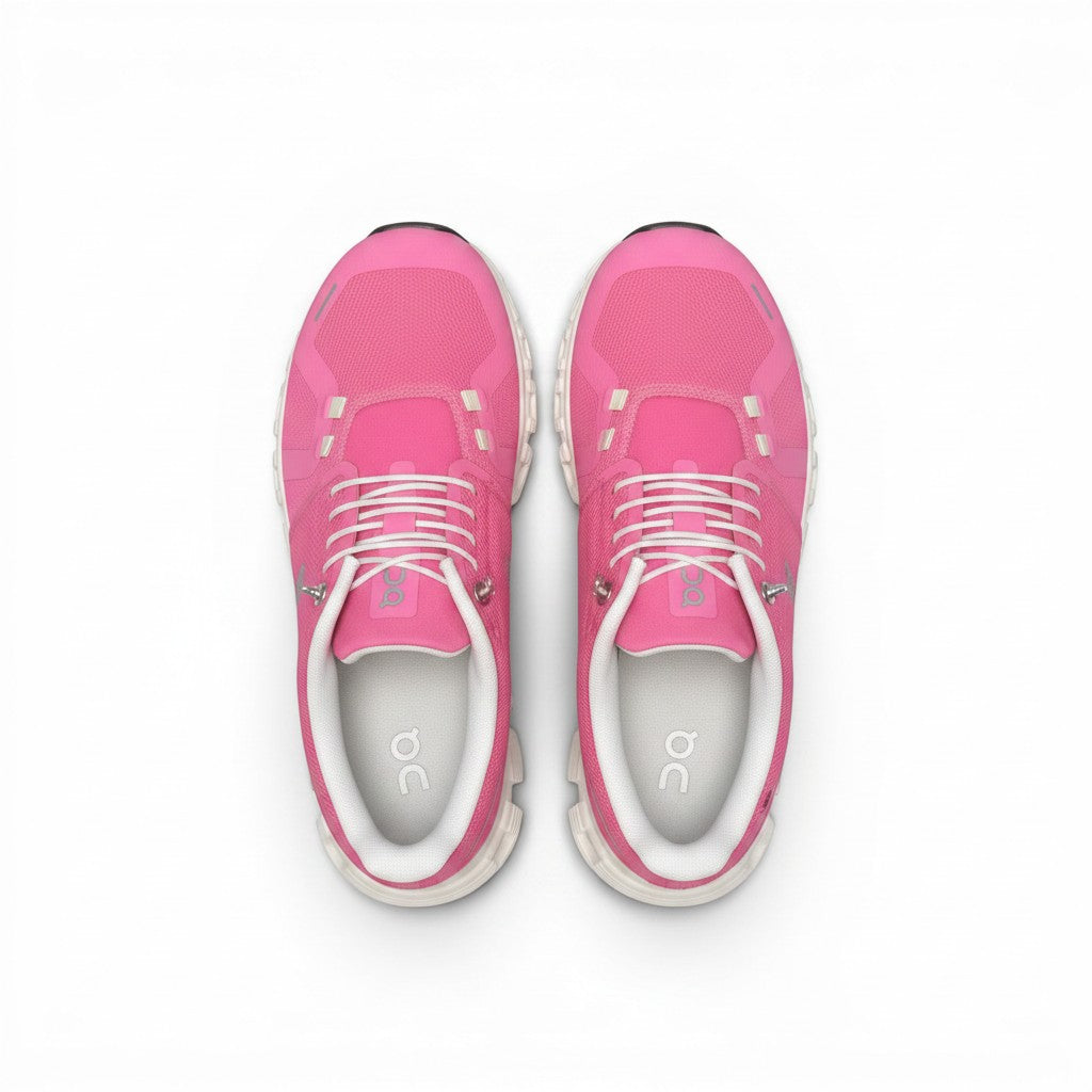 On Cloud 6 Waterproof men's lifestyle shoe in Flamingo/Pearl, top view