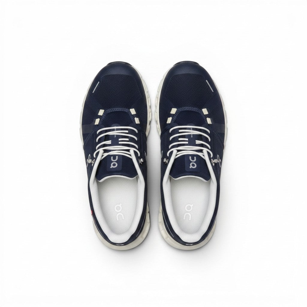 On Cloud 6 Waterproof men's lifestyle shoe in Midnight/White, top view