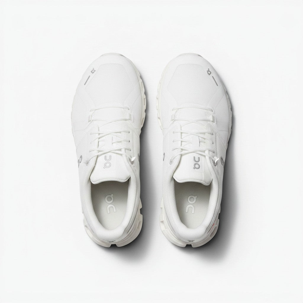 On Cloud 6 Waterproof men's lifestyle shoe in All White, top view