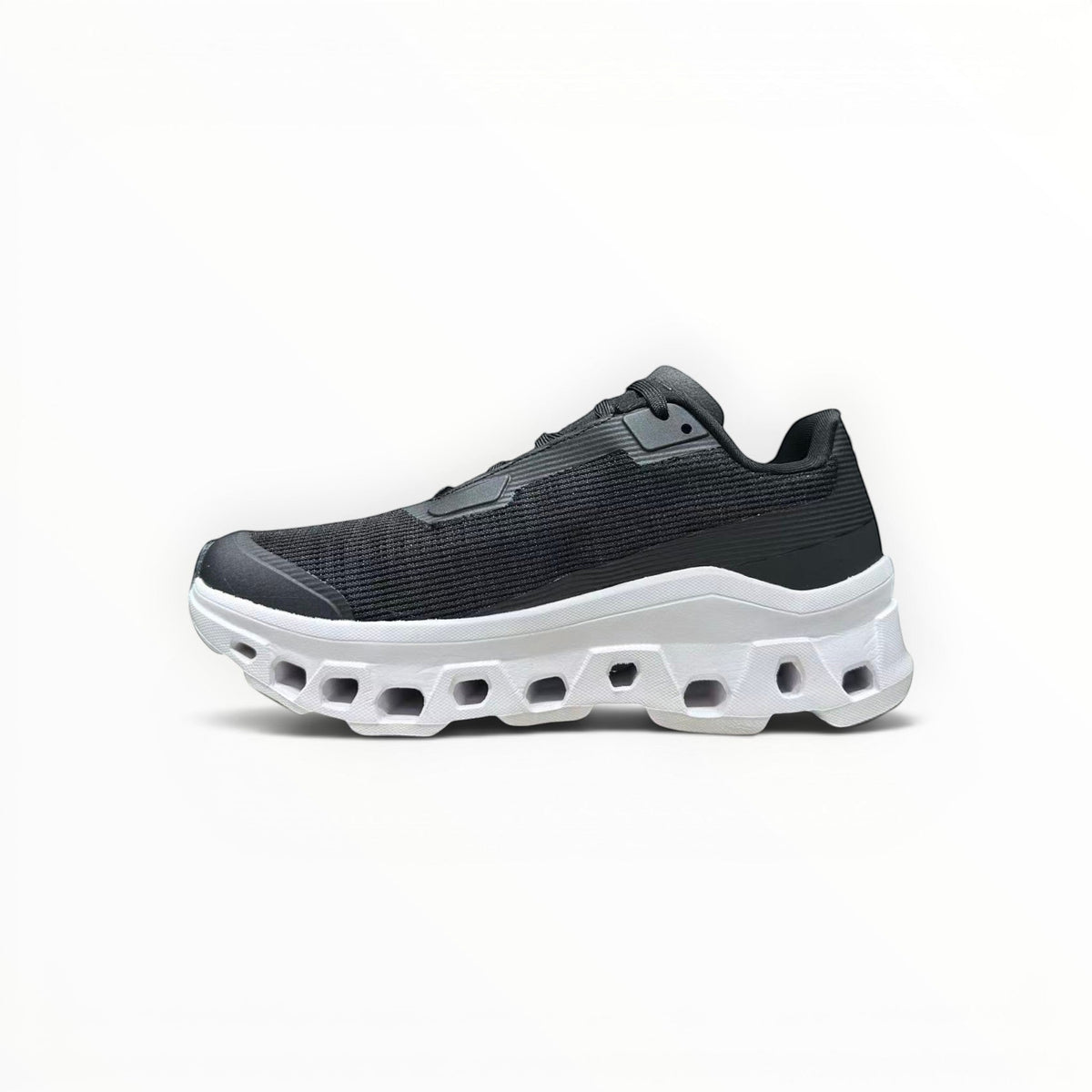 On Cloudmonster Void women's shoe in Black/White - product view 2