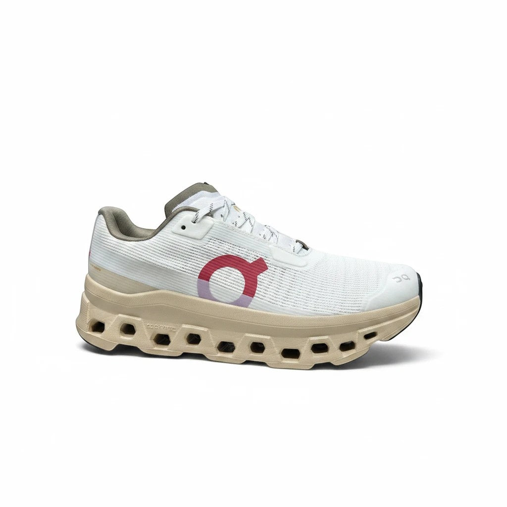 On Cloudmonster Void women's shoe in White/Gold - product view 1