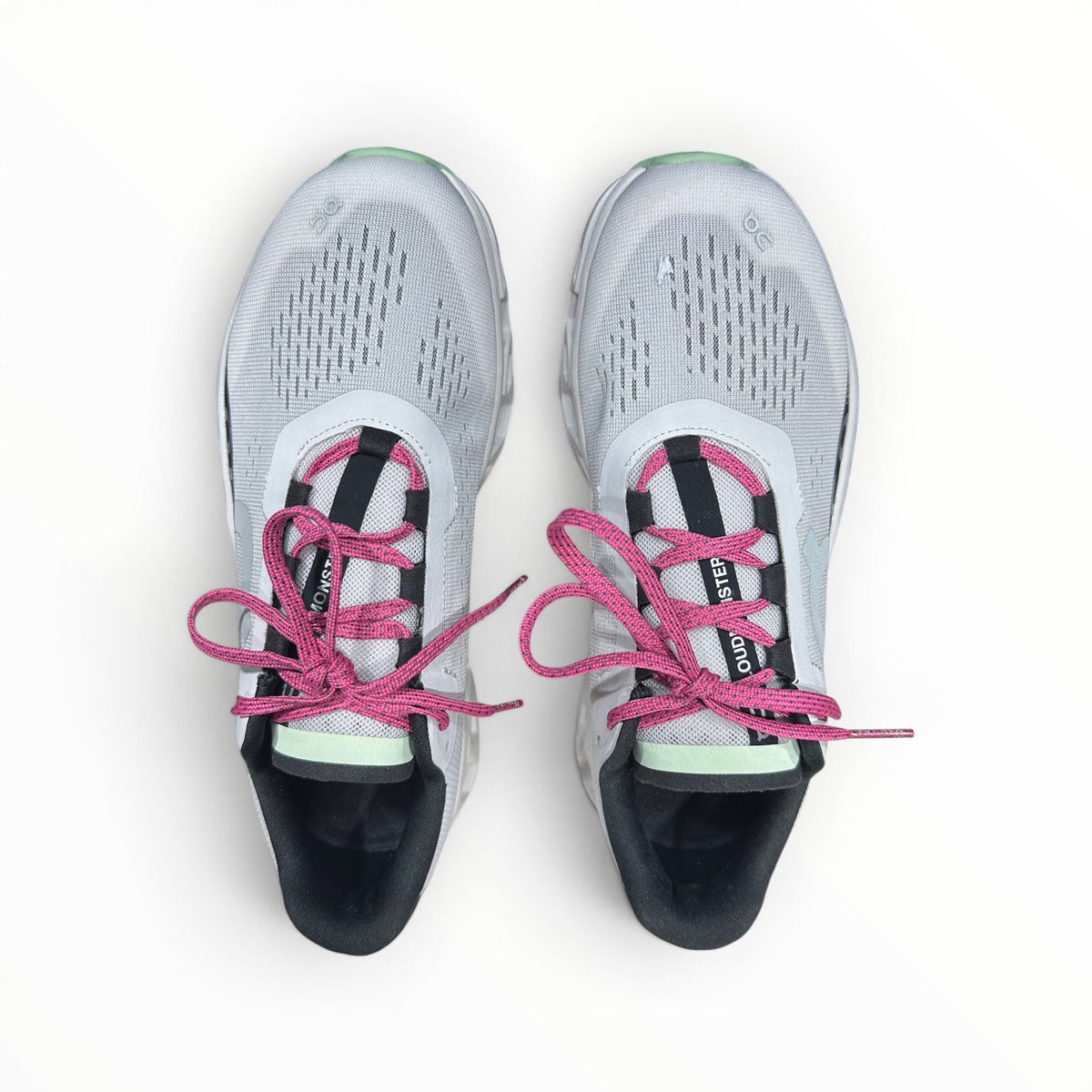 On Cloudmonster men's shoe in White/Lima - product view 4