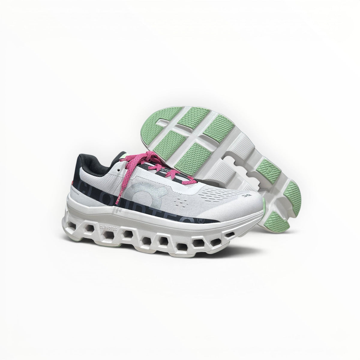 On Cloudmonster men's shoe in White/Lima - product view 5