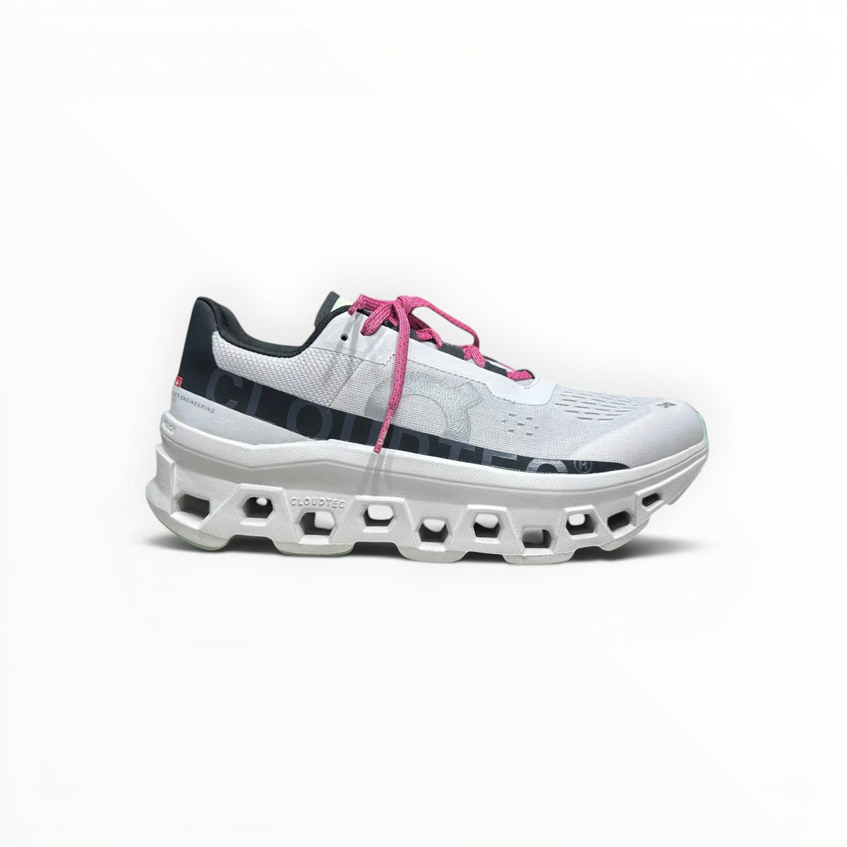 On Cloudmonster men's shoe in White/Lima - product view 9