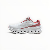 On Cloudmonster men's shoe in White/Flame - product view 3