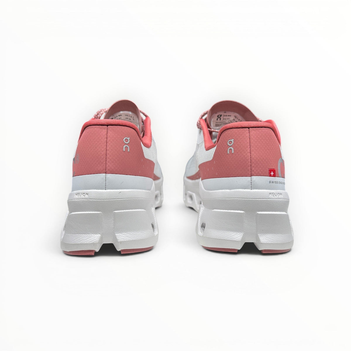 On Cloudmonster men's shoe in White/Flame - product view 5