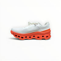 On Cloudmonster men's shoe in Undyed-White/Flame - product view 2