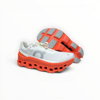 On Cloudmonster men's shoe in Undyed-White/Flame - product view 4