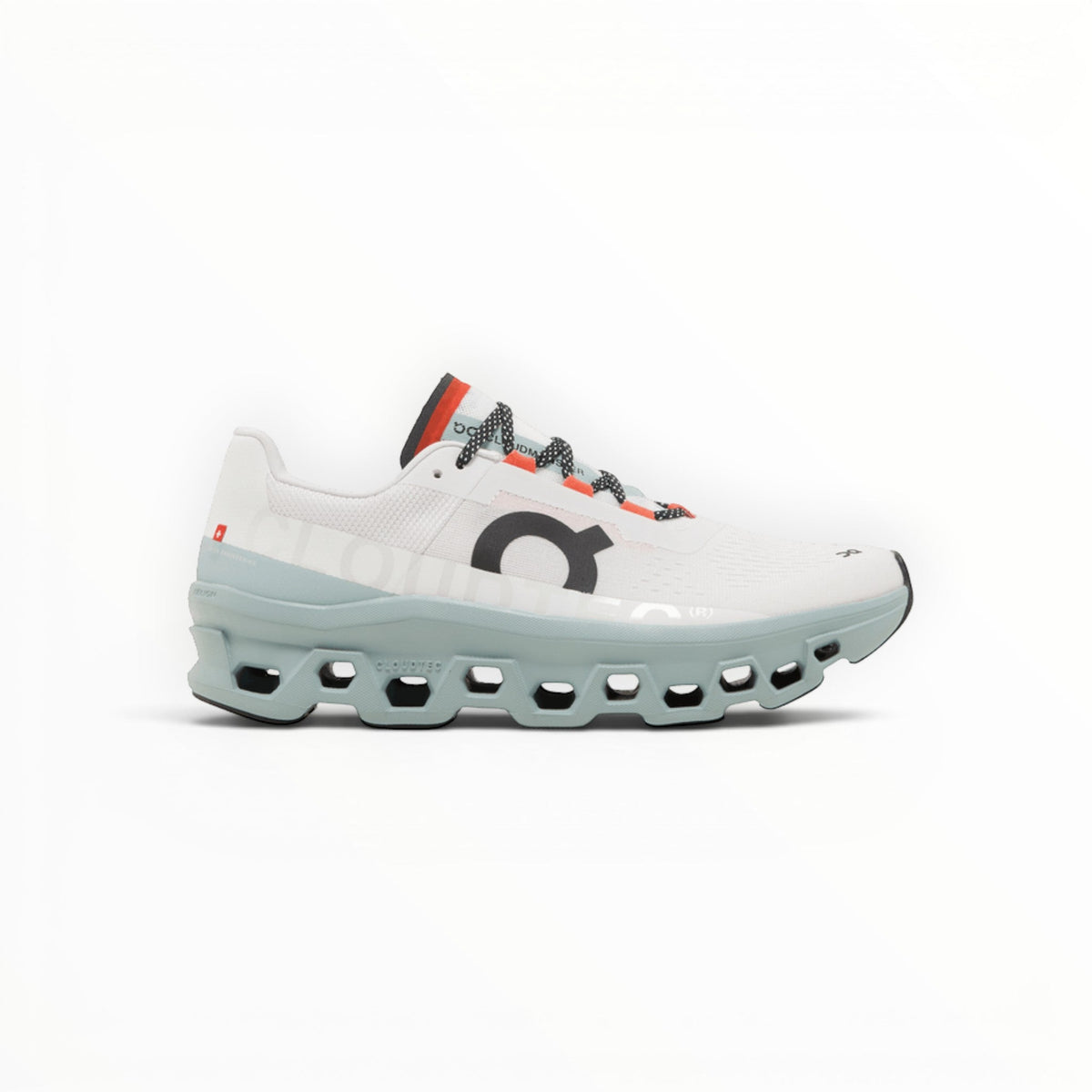 On Cloudmonster women's shoe in White/Glacier - product view 7
