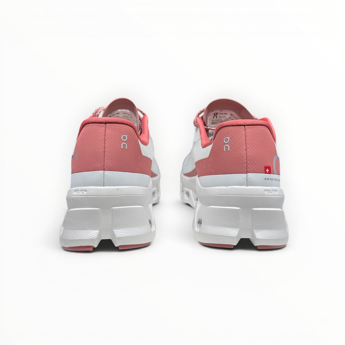 On Cloudmonster women's shoe in White/Flame - product view 5