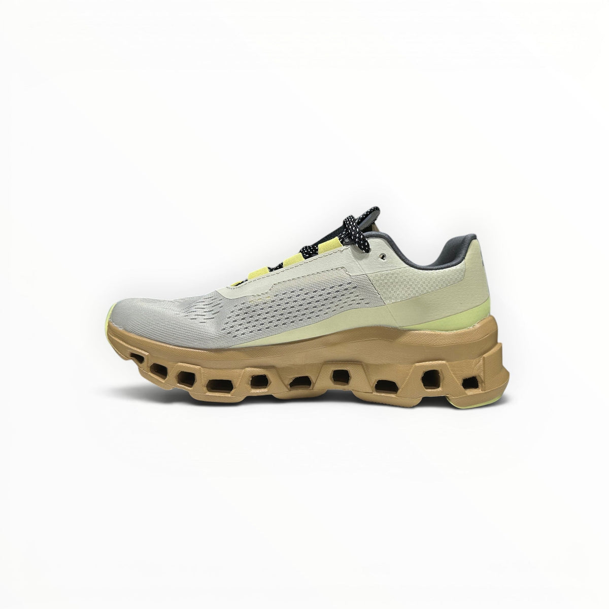 On Cloudmonster men's shoe in Moon/Fawn - product view 2