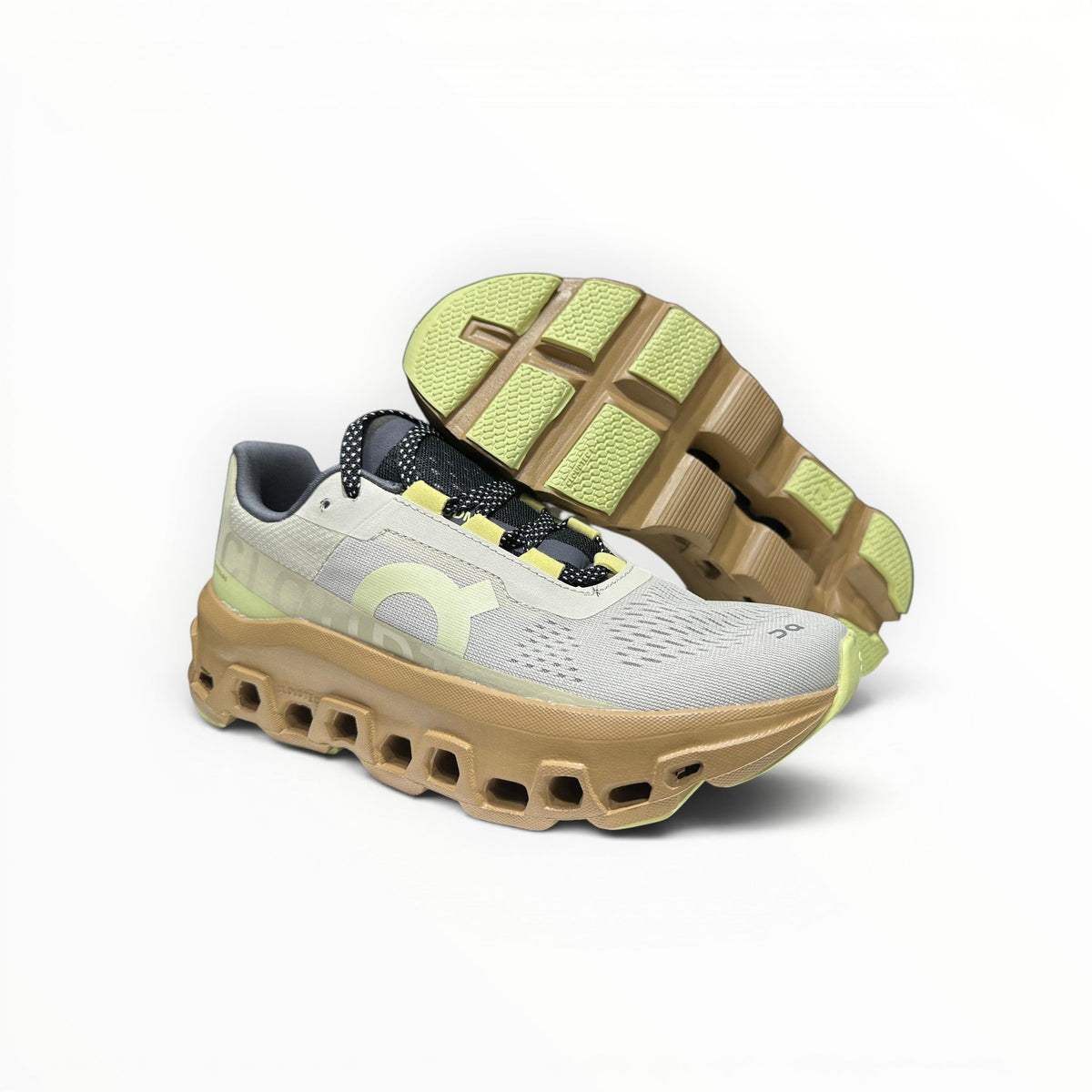 On Cloudmonster men's shoe in Moon/Fawn - product view 4