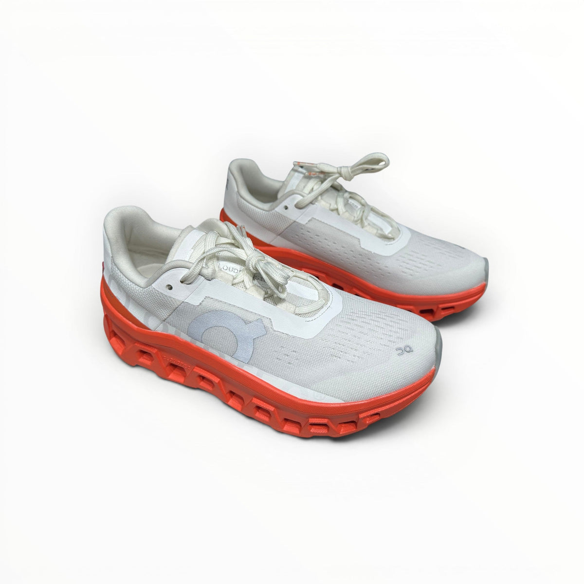 On Cloudmonster women's shoe in Undyed-White/Flame - product view 3